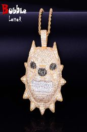 Animal Dog Necklace Rock Street Jewelry Gold Color Charm Material Copper Cubic Zircon Hip Hop Jewelry With Rope Chain9597730