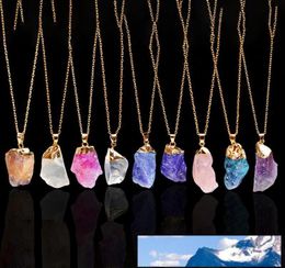 Crystal Quartz Healing Point Chakra Bead Natural Gemstone Necklace Original Pendant Women Men Jewellery Plated Gold Chains Statement1642052