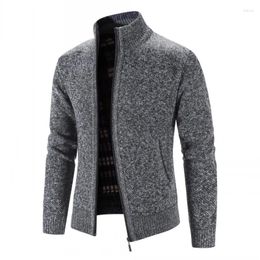 Men's Sweaters Autumn Winter Sweatercoat Men Stand Collar Cardigan Mens Knitted Sweater Jacket Solid Colour Casual Warm Coats