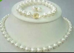 New Fine Pearl Jewellery Buy pearl Jewellery natural 89mm Akoya white Pearl Necklace 18INCH Bracelet 75inch Earring set5635569