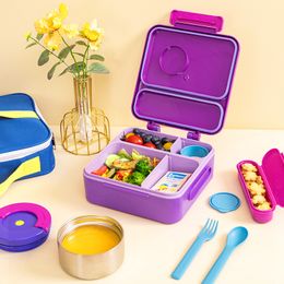 Student Portable Divided Lunch Box School Trip Bento Box Children's Grade Plastic Insulated Lunch Box