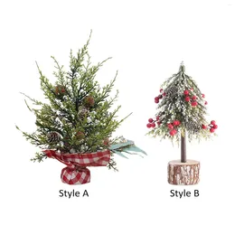 Christmas Decorations Artificial Mini Tree Realistic Decorative Home Decor Ornament For Shelf Office Holiday Fireplace Party