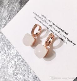 designer Jewellery women hoop earrings Colour stone micro inlaid candy Colour square stone crystal earrings diamond earrings2598463