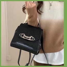 vivi Black Shoulder Bags Leather Womens Bag Crocodile Pattern Designer Backpack Bag University Campus Schoolbag Designer Handbags Purse 230204