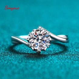 Smyoue 032 Carat 100% Real Ring for Women White Gold Plated S925 Solid Silver Luxury Simulated Diamond Wedding Band 240130