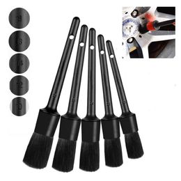 5pcs Car Cleaner Brush Set Including Brush Automotive Air Conditioner Auto Detailing Brush for Cleaning Wheels Interior Exterior 22536