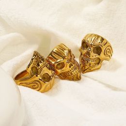 Punk Style Skeleton Skull Rings For Women Men Accessories Gothic Stainless Steel Finger Jewellery Bague Femme Items 240125