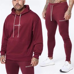 Men's Tracksuits Tracksuit Loose Oversized Pullover Hoodie Cotton Printed Sweatpants Two-Piece Set Gym Sports Fitness Training Sportswear