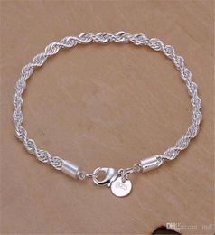 Fashion 925 Silver Bracelets Jewellery 200mm4mm ed rope Chain Woman Men Unisex Bracelets 1545458