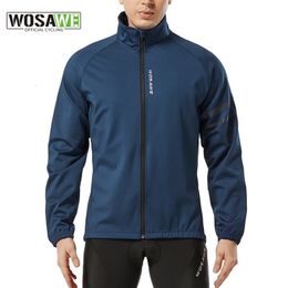 WOSAWE Men Cycling Jacket Winter Thermal Fleece Bicycle Road Bike Clothing Windproof Waterproof Long Jersey Keep Warm Coat 240129