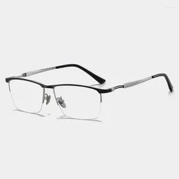 Sunglasses Frames Pure Titanium Business Semi Rimless Glasses Frame For Men Ultralight Rectangle Optical Eyeglasses Half Frameless Myopia