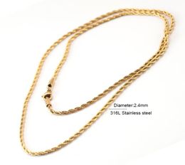 gold necklace hiphop chain men women couple 24mm necklaces long Stainless Steel Chain Necklace Waterproof Men Link necklace5584205