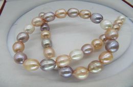 pearls Jewellery high quality Natural elegant 1113mm south sea white pink purple multicolor pearl necklace 18quot14k4285341