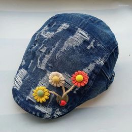 Ball Caps 2024 Summer Cowboy Front Hat Women's Spring And Autumn Simple Fashion Vintage Broken Flowers British Face Small Cap