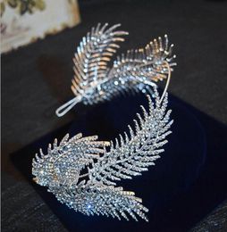 Rhinestone Silver Leaves Wedding Bridal Tiara Headbands Bride Pageant Headdress Women Hair Ornaments Head Jewellery Accessories6441295