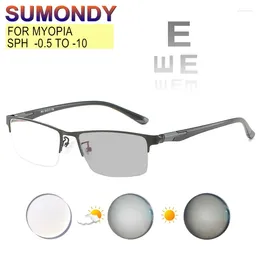 Sunglasses High Grade Prescription Glasses Myopia -0.5 To -10 Men Women Alloy Half Frame Spectacles For Shortsighted And Astigmatism UF27