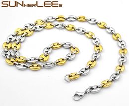 Fashion Jewellery Silver Gold Colour 5mm 7mm 9mm 11mm Stainless Steel Necklace Mens Womens Coffee Beans Link Chain SC13 N2315946
