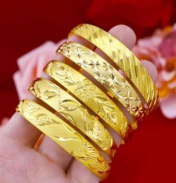 Brass goldplated jewelry Vietnam sand gold dragon and phoenix bracelet sandblasted starry sky pushpull bracelet women252I6765102