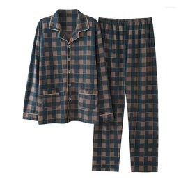 Men's Sleepwear Cotton Men High Combed Outside Set Autumn Sets Sleep Style Sleeve Youth Male Quality Cloth 2024 Pyjamas Winter Homewear Long