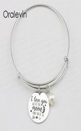 I LOVE YOU TO THE MOON AND BACK Inspirational Hand Stamped Engraved Charm Pendant Expandable Bracelet Handmade Jewelry 10Pcs Lot 5430896