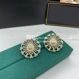 Designer Earrings Guipure Lace Stud Vintage Diamond Earrings Chic Pearl Stud Anniversary Gift With Box