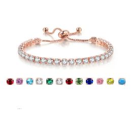 14 Colors Charming Women Tennis Bracelets Gold Plated 4MM Round CZ Tennis Bracelet Links for Girls Women Nice Gift for Friend6054954