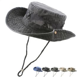 Western Outdoor Fishing Hat Mens And Womens Sunscreen Breathable Sunvisor Cotton Mesh Hiking Fishermans 240130