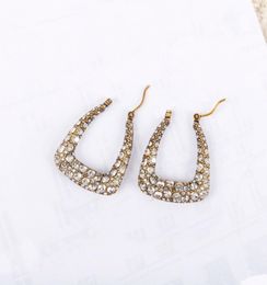 Fashion gold Round diamond earrings aretes for lady Women Party Wedding Lovers gift engagement Jewelry for Bride with box4194847