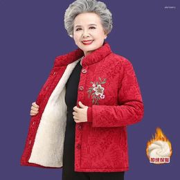 Women's Trench Coats Grandma Wear Cotton-Padded Coat Middle-Aged Elderly Mother Winter Clothes Women Parkas Velvet Thick Jacket Outerwear