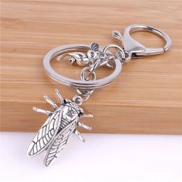 Keychains Fashion Animal Bird Cicada Keychain For Women Girls Bags Vintage Punk Key Chains Metal Ring Jewelry