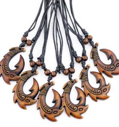 Whole 12PCSLOT Coo Men women039s New Zealand Tribal Maori Hei Matau Fish Hook charms pendants Surfer Necklace Choker Gift 2772241