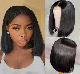 Allove 2x6 Bob Lace Closure Wigs Brazilian Virgin Hair Straight Human Hair Wigs Swiss Lace Frontal Wig Pre Plucked90946592734333