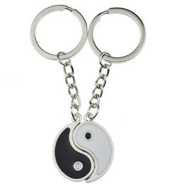 Vintage Silver Couple China Enamel Yin Yang Keychain Key Ring Key Chain Souvenirs Valentine039s Gift For Keys Car Jewelry NEW357688956
