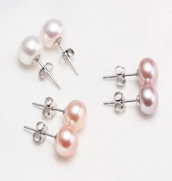 2017 Classic Freshwater Stud Pearl EarringsWhite Pink Purple Black Natural Pearl Jewellery Wedding Gift Earrings For887165438