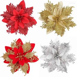 Decorative Flowers 5PCs 14mm Glitter Artificial Christmas Xmas Tree Decorations Merry Ornaments For Home Year Navidad Gifts