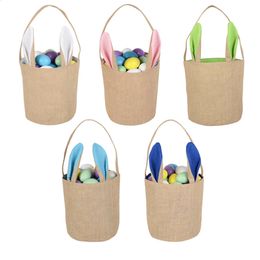 10PC Easter Cartoon Rabbit Ear Basket Candy Bag Easter Decoration Childrens Egg Toy Storage Handbag Festival Party Handbag 240218