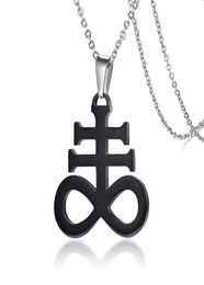 Wiccan Jewelry Alchemical Symbol for Sulfur Church of Satan Satans Pendant Stainless Steel Necklace Black Plated Inversible9782796