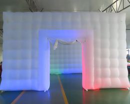 wholesale Large white Inflatable Square Tent sport marquee With Colourful lights inflatables cubic structure building tent for event party 001