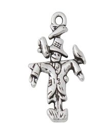 Whole Alloy Antique Silver Plated Scarecrow Shape Charms Fork Farmers 1525mm 100pcs AAC3824043117