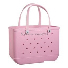 Storage Bags Waterproof Beach Bag Solid Punched Organiser Basket Summer Water Park Handbags Large Womens Stock Gifts Drop Delivery H Dhzoa