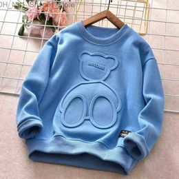 T-shirts New Boys T-shirts Autumn Winter Children Clothes Girls Long Sleeve Kids Sweatshirt Baby 3D Stereoscopic Pattern Bear Tops O-neck Q240218