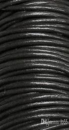 Whole 2mm Coffee Black shiping Genuine Round 100 COW Real Leather Jewelry Cord String For Bracelet Necklace5008527