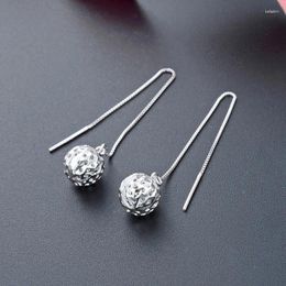 Dangle Earrings SA SILVERAGE Long Ball Hollow Drop Earring Geometric Type Simple And Versatile S925 Sterling Silver