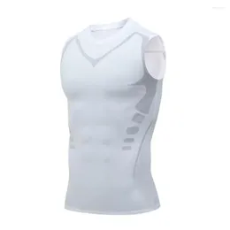 Men's Tank Tops Elastic Fit Vest Breathable Sports Quick-dry Sweat-absorbing Soft Top With Hollow Out Design For Summer