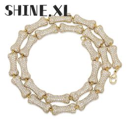 ip Hop Iced Out Jewellery Bone Shape Chain Cubic Zircon Necklace for Men Women Party Jewellery Gift39903228723172