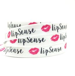 5 8 Lip Sense Print Fold Over Elastic Whole Lips Printed FOE Elastic Tape Ribbon Webbing for Girls Pony Tail Holder Hair Tie Brace7502726