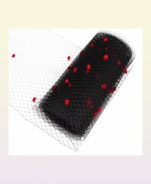 Black Birdcage red dots Veils For women Millinery Hat Mesh Veil fabric nettings material women fascinator DIY Hair accessories 10y5083115