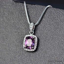 Pendant Necklaces Huitan Luxury Elegant Ladys Cubic Zirconia Pendant Necklace White/Green/Purple/Pink Colours Fashion Wedding Eternity Jewellery Hot