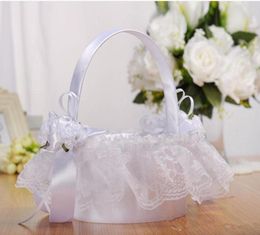 Top Lace Satin Chrysanthemum Girls Flowers Basket Wedding Flower Girl Basket Western Ceremony Articles Party Supplier8504539