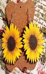 Sunflower Wooden Dangle Earrings for women 3D stereo Unique Handmade Bohemian Daisy Drop earring RTS Party Jewellery Accessory7203324